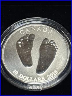 Born in 2013 Canada $10 Fine Silver Coin Baby Feet Harder To Find Coin