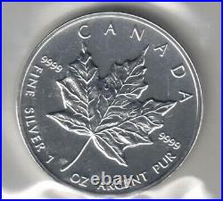 CANADA 1997 SILVER MAPLE LEAF. 9999 Pure 1oz $5.00 ORIGINAL PACKAGING CLEAN