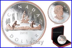 CANADA $1 5 oz. Silver Rose Gold Plating Big Coin Series Voyageur Dollar 2018