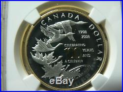 CANADA 1 DOLLAR 2008 RCM 100th ANNIVERSARY CV $600 NGC PF69 SILVER COIN GILT