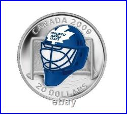 CANADA 2009 $20 Sterling Silver Toronto Maple Leafs Goalie Mask Coin