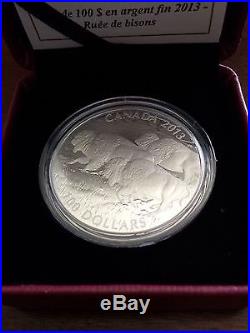CANADA 2013 $100 for $100 Fine Silver Coin Bison Stampede