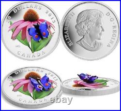 CANADA 2013 $20 Fine Silver Coin, Coneflower withMurano Venetian Glass Butterfly