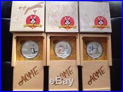 CANADA 2015 Looney Tunes $30 2oz Silver Coins Complete (3) Coin Set