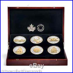 CANADA 2015 SET of 6 BIG COINS, 5 Oz FINE 9999 SILVER/GOLD with WOOD BOX, NO TAX