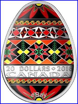 CANADA 2016 $20 Ukrainian Pysanka (Egg-Shaped) Fine Silver Coin