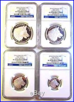 Canada 2016 Silver Proof 4 Coin Set The Wolf Ucam Ngc Pf70 First Release