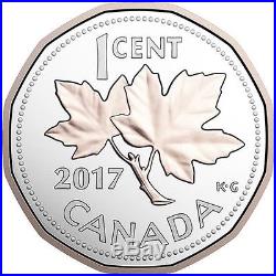 CANADA 2017 Legacy Of The Penny 5 Five Fine Silver Coin Set withRose Gold Plating