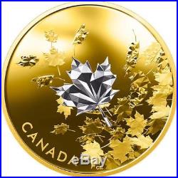CANADA -2017'Whispering Maple Leaves' Reverse-Gold-Plated Proof $50 Silver Coin