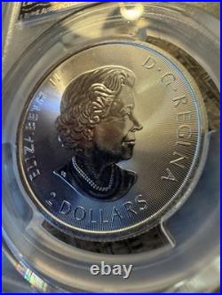 CANADA. 2020, 2 Dollars, Silver PCGS MS63- Top Pop? Red-Tailed Hawk, Maple