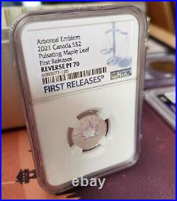 CANADA 2021 SILVER $2 NGC PF70 Pulsating Maple Leaf 1st Release Graded. 999 Coin