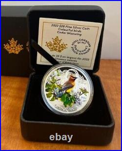 CANADA 2022 1 oz 2022 Colourful Birds Cedar Waxwing PURE Silver Coin FRS05