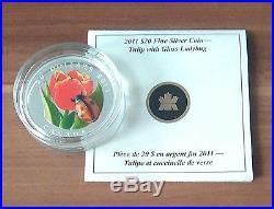 Canada 20$ Tulip With Glass Ladybug 2011 Silver Coin + Box