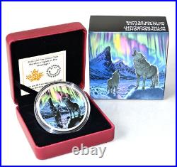 CANADA $30 2016 2 Oz Silver Northern Lights In The Moonlight Howling Wolves