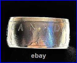 CANADA MAPLE 1oz PURE 99.99 SILVER-RING BAND HANDCRAFTED SIZE 10 TO 15