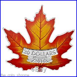 CANADA'S COLOURFUL MAPLE LEAF SHAPE COIN 2016 $20 1 oz Fine Silver Coin RCM