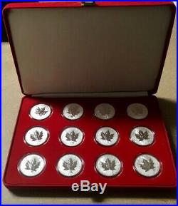 CANADA Set of (12) 2004 Privy Mark Silver Maple Leaf coins Zodiac series Case