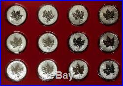 CANADA Set of (12) 2004 Privy Mark Silver Maple Leaf coins Zodiac series Case