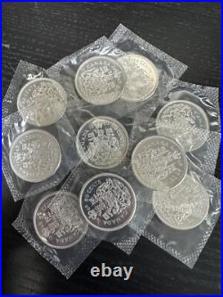CANADIAN SILVER HALF DOLLARS BULK LOT 10 COINS. 800 Sealed PROOF-LIKE PL