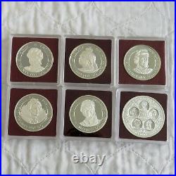 CAYMAN ISLANDS 1977 6 COIN $25/$50 SILVER PROOF QUEENS COLLECTION cased/coa