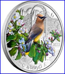 CEDAR WAXWING 2022 CANADA Colourful Birds 1oz. 9999 Pure Silver Proof $20 Coin