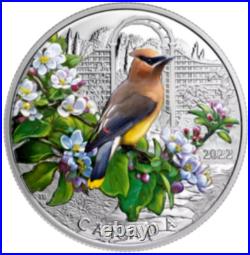 CEDAR WAXWING 2022 CANADA Colourful Birds 1oz. 9999 Pure Silver Proof $20 Coin