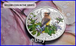CEDAR WAXWING 2022 CANADA Colourful Birds 1oz. 9999 Pure Silver Proof $20 Coin
