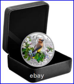 CEDAR WAXWING 2022 CANADA Colourful Birds 1oz. 9999 Pure Silver Proof $20 Coin