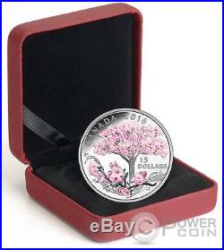 CHERRY BLOSSOMS Tree Silver Coin 15$ Canada 2016