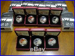Complete Set Of 7 Canada 2015 $10 NHL Hockey 7 Silver Coins See Photos