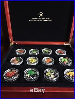 Canada 12 Maple Leaf Silver Coin Set In Beautiful Display Case