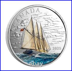 Canada $15 Dollar Silver Coin, Tall Ships 3 Masted Bluenose Schooner 2025