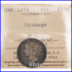 Canada 1858 20 Cents Silver Coin One Year Type! ICCS F-12