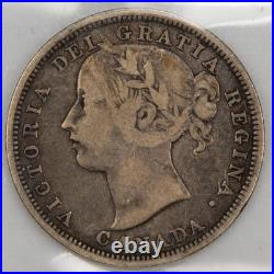 Canada 1858 20 Cents Silver Coin One Year Type! ICCS F-12