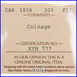 Canada 1858 20 Cents Silver Coin One Year Type! ICCS F-12