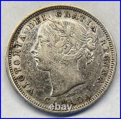 Canada 1858 20 Cents Silver Coin Very Fine + Peripheral Lustre