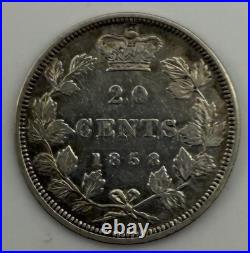 Canada 1858 20c Twenty Cent Silver Coin Queen Victoria VF Key Date