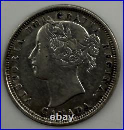 Canada 1858 20c Twenty Cent Silver Coin Queen Victoria VF Key Date