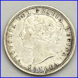 Canada 1858 20c Twenty Cent Silver Coin Queen Victoria VF Key Date