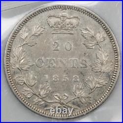 Canada 1858 Blundered I in Gratia 20 Cents Silver Coin ICCS EF-40
