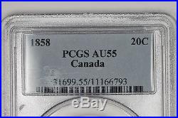 Canada 1858 Silver 20 Cent Coin PCGS AU55