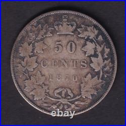 Canada 1870 50c Fifty Cent Silver Coin Queen Victoria. 925 Silver