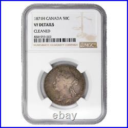 Canada 1871-H 50 Cents Half Dollar Silver Coin NGC VF Details (cleaned) Canada 1871-H 50 Cents Half Dollar Silver Coin NGC VF Details (cleaned)