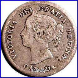 Canada 1872-H 2/2, Silver 5 Cent Coin Queen Victoria