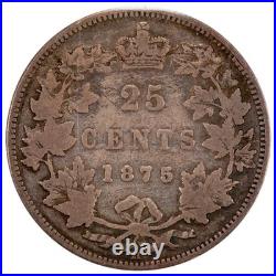 Canada 1875-H 25 Cents Quarter Silver Coin Key Date! ICCS G-6
