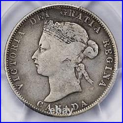 Canada 1875-H 25 Cents Quarter Silver Coin Key Date PCGS F Detail Cleaned