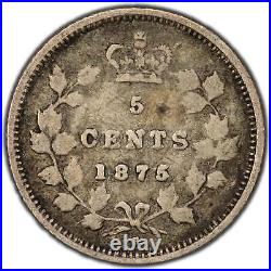Canada 1875-H Small Date 5 Cents Silver Coin VG+