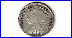 Canada 1875h Small Date Five Cents Small Nickel Victoria Sterling Silver Coin