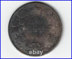 Canada 1881h Fifty Cents Half Dollar Queen Victoria Sterling Silver Coin