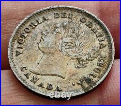 Canada 1885 10 Cents Antique Silver Coin Xf Details